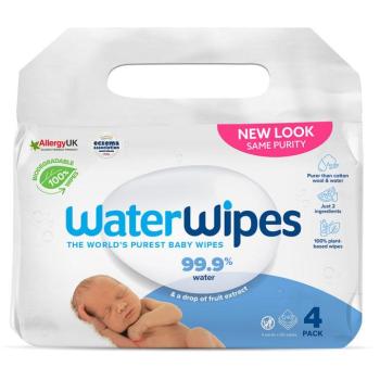 4x WATERWIPES Nedves törlőkendők, műanyagmentes 60 db ( 240 db ) kép