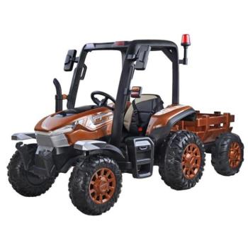 Akkumulátoros traktorok - 4x4 kerék meghajtású, barna traktor, gyerekeknek kép