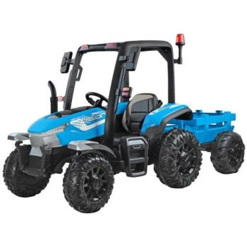 Akkumulátoros traktorok - 4x4 kerék meghajtású, kék traktor, gyerekeknek kép