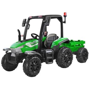 Akkumulátoros traktorok - 4x4 kerék meghajtású, zöld traktor, gyerekeknek kép