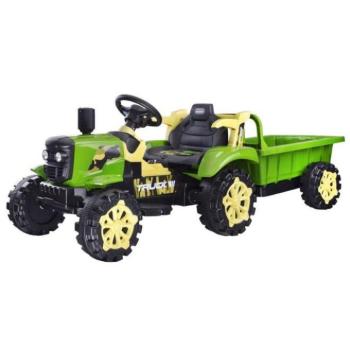 Akkumulátoros traktorok - Zöld gyerek traktor, pótkocsival kép