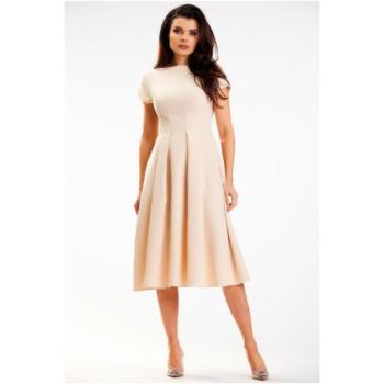 Alkalmi ruhák - Elegáns midi ruha, bézs színben kép