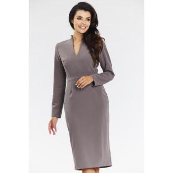 Alkalmi ruhák - Elegáns sötét bézs színű testhezálló női ruha kép