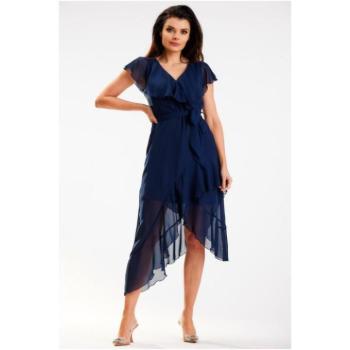 Alkalmi ruhák - Elegáns, sötétkék sifon ruha kép
