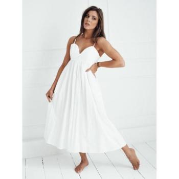 Alkalmi ruhák - Fehér női midi ruha pántokkal kép