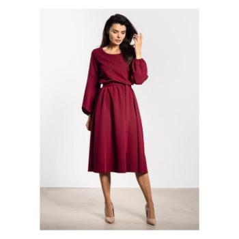 Alkalmi ruhák - Női bordó midi ruha övvel kép