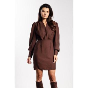 Alkalmi ruhák - Női csokoládé színű ruha V-nyakkal kép