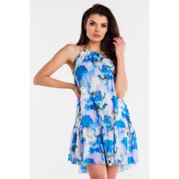 Alkalmi ruhák - Pántos sifon ruha rózsaszín-fehér színben kép