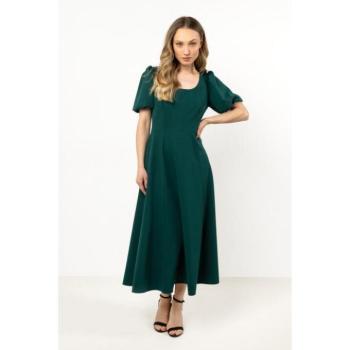 Alkalmi ruhák - Zöld női ruha rakott ujjakkal kép