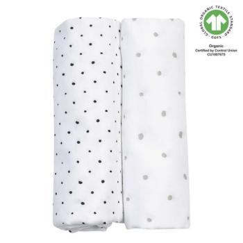 ANYASÁG Plena muszlin BIO 2 db Szürke és Fekete Pöttyök 85x85 cm kép
