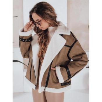 Átmeneti kabátok - Barna női kabát szőrmével TY5124 kép