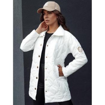Átmeneti kabátok - Fehér steppelt női kabát gallérral kép