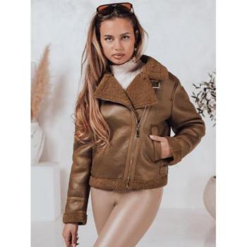 Átmeneti kabátok - Női barna velúr kabát szőrmével TY4747 kép