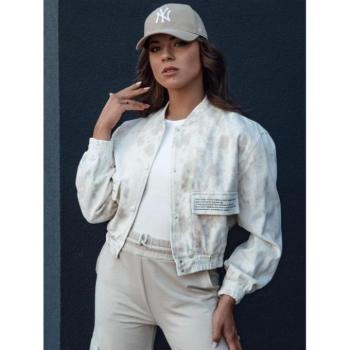 Átmeneti kabátok - Női bézs batikolt bomberdzseki kép