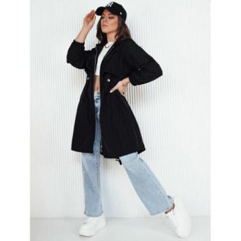 Átmeneti kabátok - Női hosszú fekete parka tavaszi szezonra kép