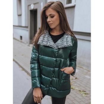 Átmeneti kabátok - Zöld, kétoldalas steppelt női kabát mintával kép