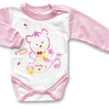 Baba body - Greedy bear, pink Méret: 56 (0-2hó) kép