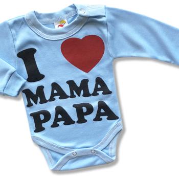 Baba body - I love M&P, kék Méret: 74 (6-9hó) kép