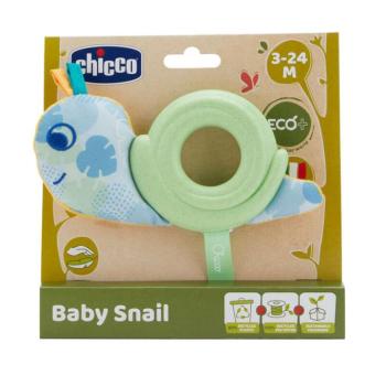 Baby Snail Eco+ bébicsiga rágókás textiljáték ökoanyagból kép