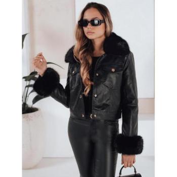 Bőrdzsekik - Fekete bőr női kabát szőrmével TY5207 kép