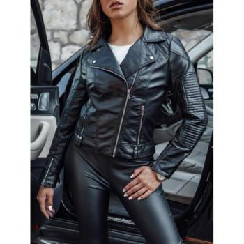 Bőrdzsekik - Fekete bőrkabát steppeléssel kép