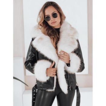 Bőrdzsekik - Fekete női bőrkabát szőrmével TY5122 kép
