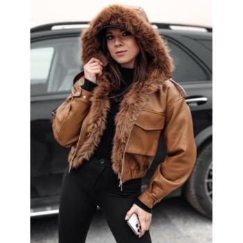 Bőrdzsekik - Női barna bőrkabát TY4761 kép