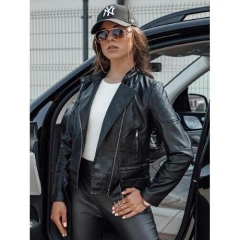 Bőrdzsekik - Női fekete bőrkabát övvel kép