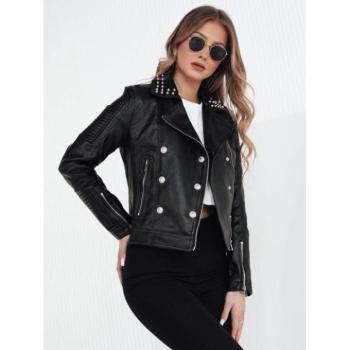 Bőrdzsekik - Női fekete bőrkabát szegecsekkel kép