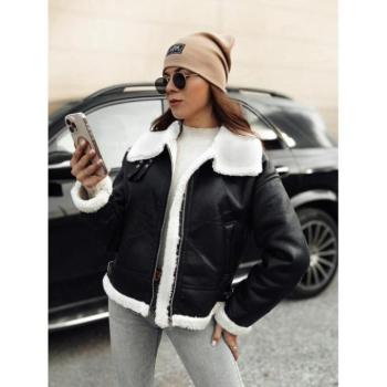 Bőrdzsekik - Női fekete bőrkabát szőrmével TY4730 kép