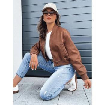 Bőrdzsekik - Rövid barna színű női bőrkabát kép