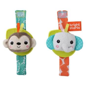 BRIGHT STARTS Csörgő karkötő rágókával 2 db majom/elefánt 0hó+ kép