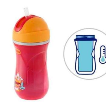 Chicco Sport Cup hőtartós duplafalú szívószálas kulacs 14m+ 266 ml kék kép
