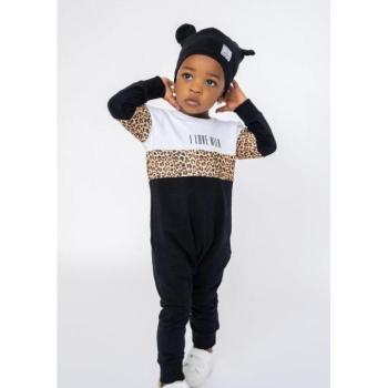 Divat kiegészítők és ruhák kiárusítása - I LOVE MILK pamut overál leopárdmintával, akciósan kép