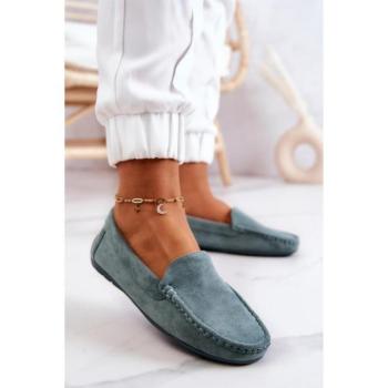 Divat kiegészítők és ruhák kiárusítása - Női  menta színű velúr mokaszinok akciósan kép