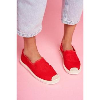 Divat kiegészítők és ruhák kiárusítása - Női piros espadrillák szakadt mintával akciósan kép