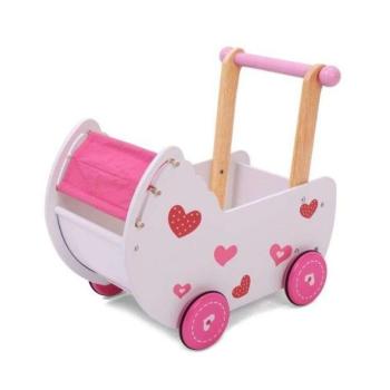 Ecotoys fa Járássegítő - Babakocsi - fehér-rózsaszín kép
