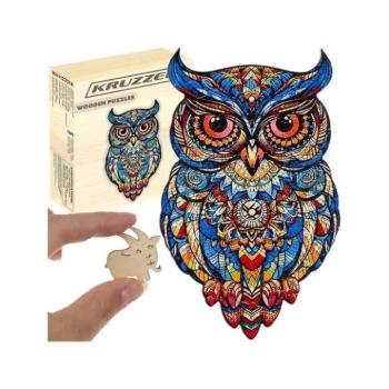 Építő készletek - Fa kirakós - bagoly kép