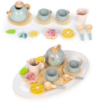 Fajátékok gyerekeknek - Fából készült teáskészlet gyerekeknek - 14 darabos kép