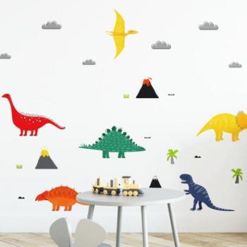 Fali matricák - Színes dinoszaurusz motívumú, matrica készlet kép