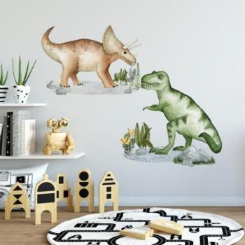 Fali matricák - Színes matricák, tyrannosaurus és triceratops motívummal kép