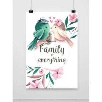 Fali plakátok - Dekoratív, fali plakát Madár családdal - Family is everything kép
