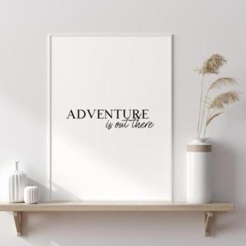Fali plakátok - Fehér poszter Adventure felirattal kép