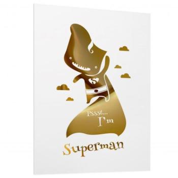 Fali plakátok - Tükörgrafikás, fehér poszter, arany Supermannel kép
