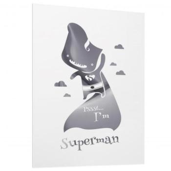 Fali plakátok - Tükörgrafikás, fehér poszter, ezüst Supermannel kép