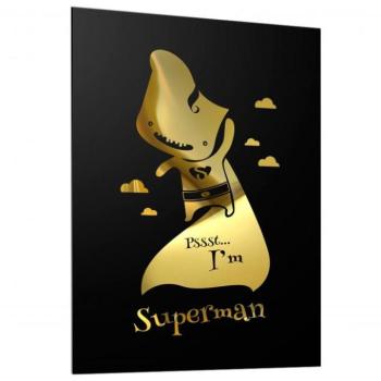 Fali plakátok - Tükörgrafikás, fekete poszter, arany Supermannel kép