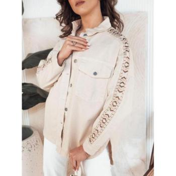 Farmer dzsekik - Bézs színű női farmerdzseki hímzéssel kép