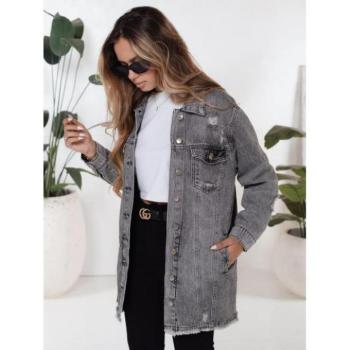 Farmer dzsekik - Hosszú női farmerdzseki szürke színben TY5131 kép