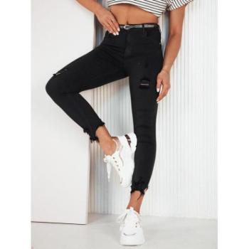 Farmer nadrágok - Fekete női farmer nyers szegéllyel kép