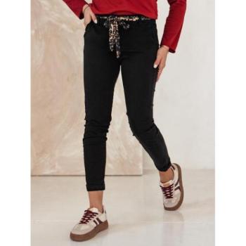 Farmer nadrágok - Fekete női farmernadrág megkötött övvel UY2269 kép